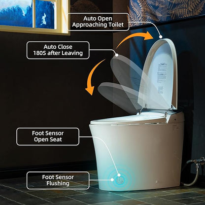 WOODBRIDGE Smart Toilet, Auto Open & Close, Auto Flush, Foot Sensor, Cleaning Foam Dispenser, Heated Seat and Chair Height Design, EBT230