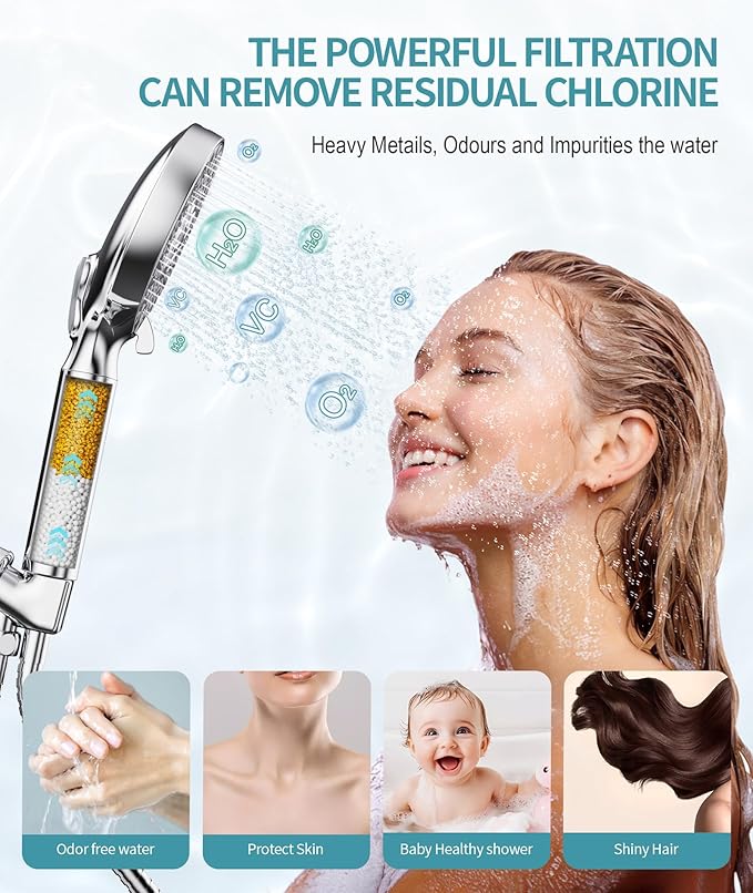 SR SUN RISE Shower Filter for Handheld Shower Head, NSF Certified 4 Pack Replacement Filters for Hard Water Remove Chlorine and Harmful Substances Only Fits SR SUN RISE Shower Head