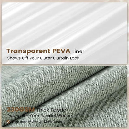 BTTN 72x84 Tall 3 in 1 Linen Texture Shower Curtain with Liner, Sage Green | Long Size, 230GSM Heavy Duty Polyester, Waterproof Clear Liner, Weighted Hem, 12 Plastic Hooks, Hotel Style, Machine Washable