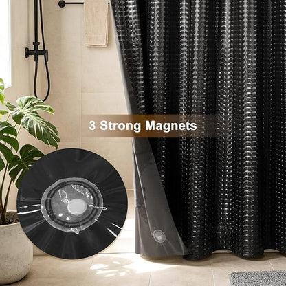 Barossa Design Extra Long Shower Curtain Liner Dimensional Black, 72x84 | Waterproof PEVA, 3 Bottom Magnets, Metal Grommets, Lightweight Plastic Shower Liner XL 72 x 84 Inches for Bathroom/Tub