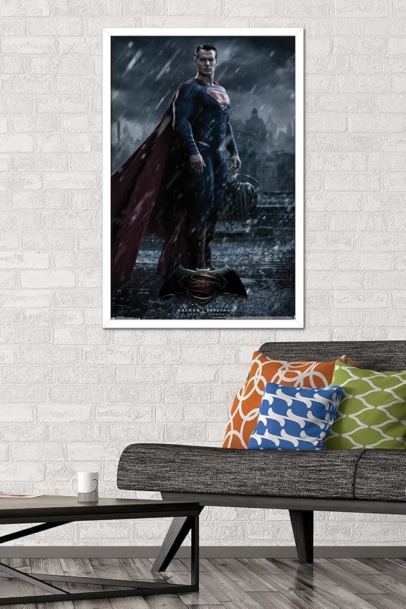Trends International DC Comics Movie - Batman v Superman - Superman Wall Poster, 22.375" x 34", White Framed Version