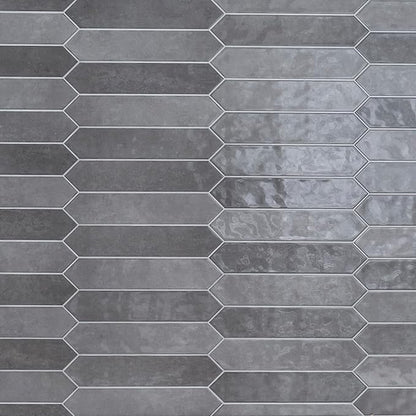 M S International Renzo Storm Glossy Ceramic Picket Wall Tile for Bathroom, Kitchen Backsplash, Accent, and Shower - Sample