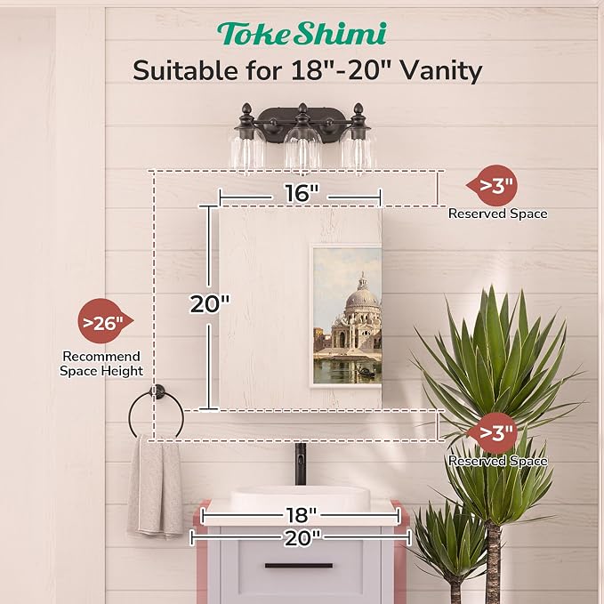 16x20 Recessed Medicine Cabinet with Mirror Aluminum, Tempered Frameless Bathroom Mirror with Storage Adjustable, Silver Surface Mount Medicine Cabinet for Bathroom Farmhouse
