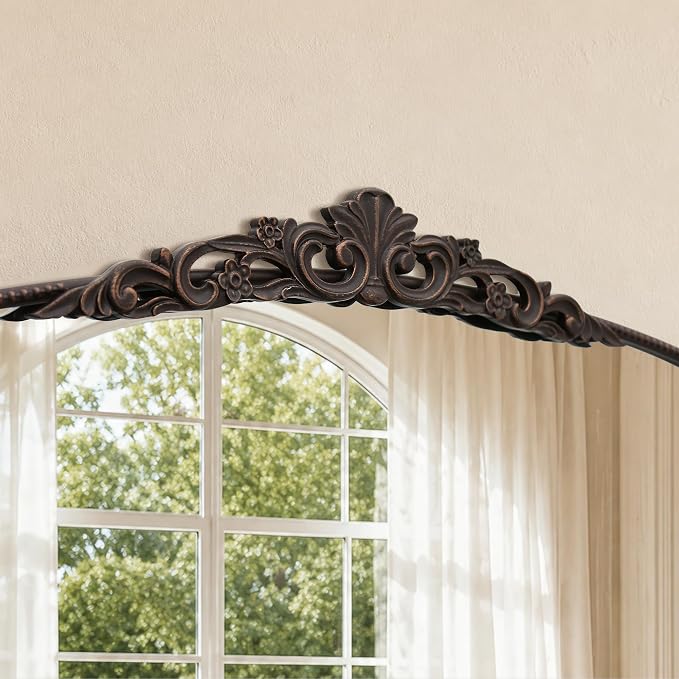Micasso Oversized Bronze Arched Mirror: 55"x36" Baroque Vintage Wall Mirror | French Antique Traditional Ornate Decorative for Entryway/Bedroom/Bathroom/Hallway/Fireplace - Home Decor for Living Room