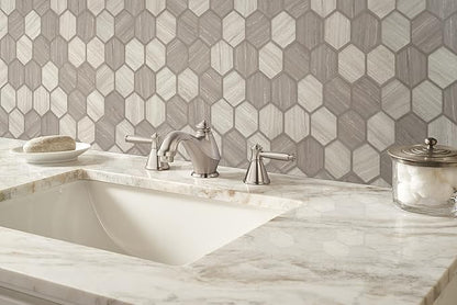 MSI Silva Oak Hexagon Glass Tile for Kitchen Backsplash, Wall Tile for Bathroom, Accent Wall Tile, and Shower Wall Tile, 12.75 in. x 11.