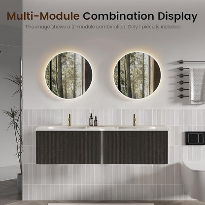 30" Floating Bathroom Vanity with Sink, Modern Wall Mounted Floating Vanity with Ceramic Sink, Push to Open Soft-Close Drawer for Apartment, Hotel, Blackish Brown Oak