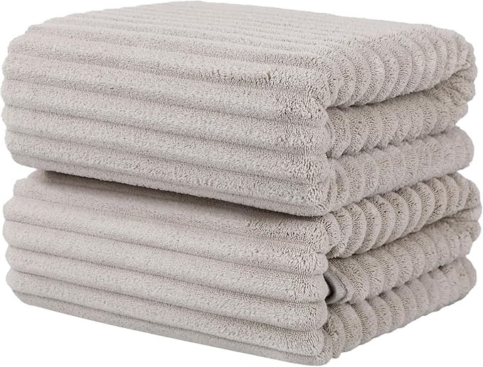 Luxury 2-Piece Quick-Dry Bath Towel Set 27.5X 55 Inches – Ultra Soft Microfiber for Bathroom, Bar, Pool, Gym & Travel – Elegant Twill Design