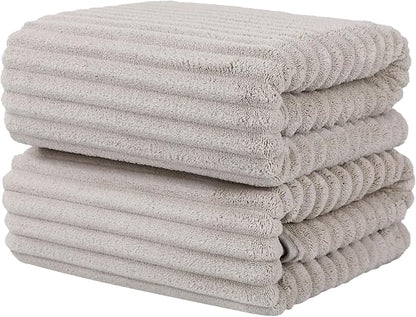 Luxury 2-Piece Quick-Dry Bath Towel Set 27.5X 55 Inches – Ultra Soft Microfiber for Bathroom, Bar, Pool, Gym & Travel – Elegant Twill Design
