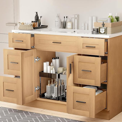 48 Inch Bathroom Vanity -Family Bathroom Vanities - Large-Size Farmhouse-Style Freestanding Bathroom Vanity, Premium Bathroom Vanities,Solid Wood Construction, with 6 Drawers