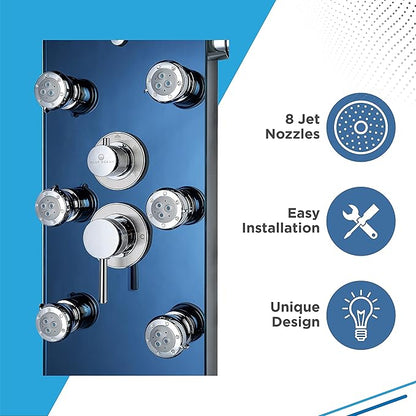 Blue Ocean 52" Stainless Steel SPS392H Shower Panel Tower System with Rainfall Shower Head and 8 Adjustable Massage Jets