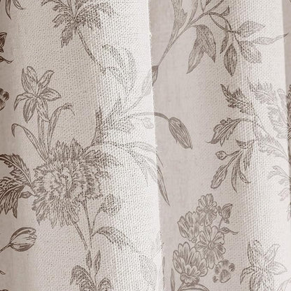 WOUVMA Vintage Farmhouse Shower Curtain for Bathroom Grey Shower Curtain Floral Cotton Linen 72" W x 72" L