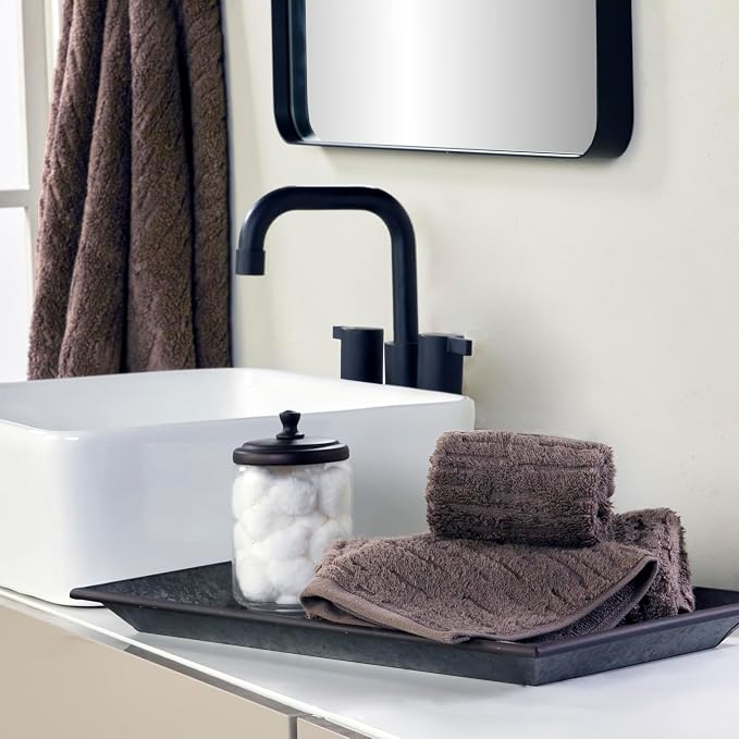 SKL Home CloudSoft Washcloth Set, 4-Piece, 100% Cotton Luxury, Mink Brown | Premium spa-level quality. 520 GSM weight. Ultra plush & absorbent.