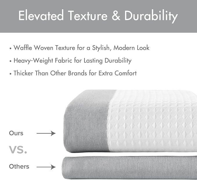 Madison Park Spa Waffle Shower Curtain Pieced Fabric with 3M Scotchgard Moisture Management Modern Home Bathroom Decorations, Tall 72"x84", Grey | Striped, Pieced Fabric Design, 3M Scotchgard Moisture Management, Hotel Quality, Modern, for Bathroom, OE...