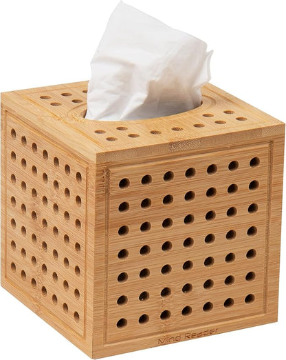 Mind Reader Tissue Box Cover and Toilet Paper Holder, Decor, Rayon from Bamboo, 5.5" L x 5.5" W x 5.5" H, 2 Piece Set, Brown