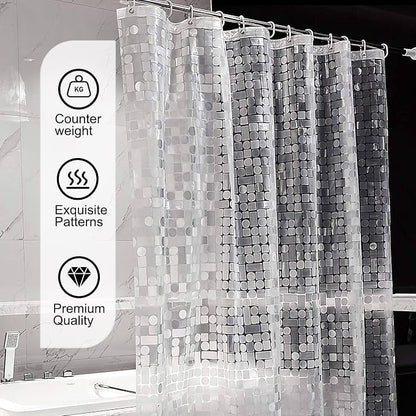 TIKABC Shower Curtain Liner, 4G PEVA Shower Liner, Plastic Peva Waterproof Shower Curtains, 72x72 inch with Grommet Holes 3 Magnetic Weights