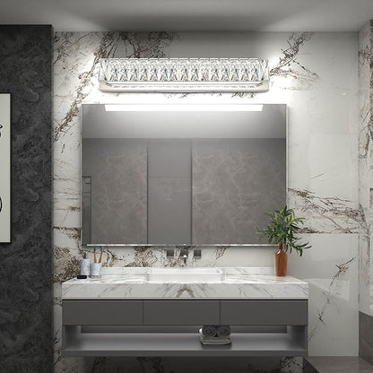 Modern Bathroom Light Fixtures - LED Vanity Lights for Bathroom 18W - Crystal Chrome Lighting Fixtures Over Mirror for Bath