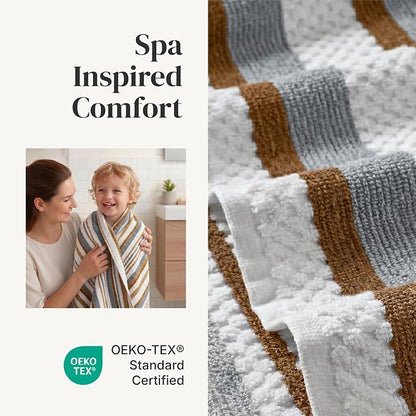 Modern Threads Pax 6-Piece Reversible Yarn Dyed Jacquard Towel Set - Bath Towels, Hand Towels, & Washcloths - Super Absorbent & Quick Dry - 100% Combed Cotton, Mustard