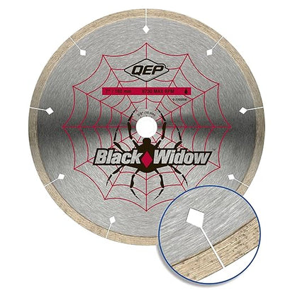 QEP 7" Black Widow Premium-Grade, Thin Rim Diamond Blade for Wet Cutting of Porcelain, Ceramic, Granite and Marble Tile