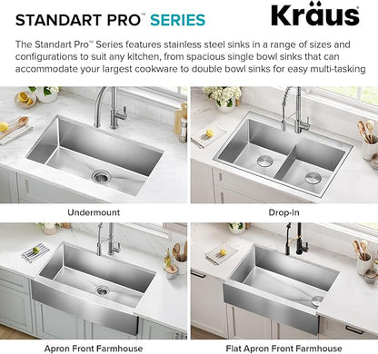Kraus Kitchen Sink - Kraus Standart Pro 17-Inch Undermount Single Bowl, 16 Gauge Stainless Steel Kitchen Sinks, KHU101-17