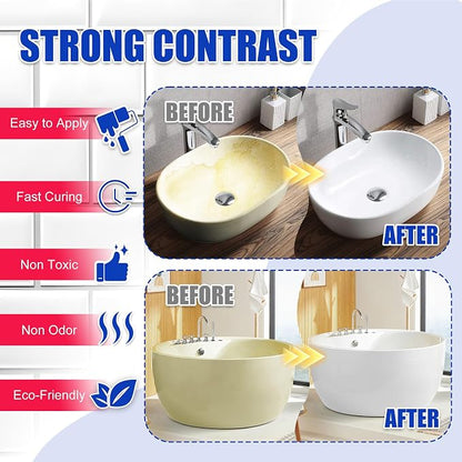 Tub and Tile Refinishing Kit - 17oz Semi-Gloss White Tile Paint with Tools for Bathtub Sink Countertop for Bathroom Kitchen, Bathtub Paint for Ceramic, Porcelain Fiberglass, Low Odor, 25-30 sq.ft