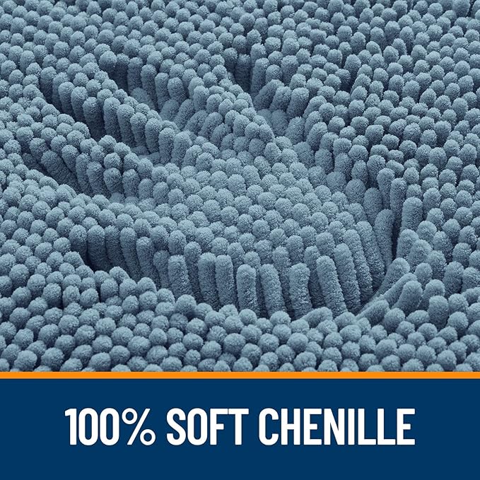 OLANLY Large Bathroom Rugs 50x30, Extra Soft Absorbent Chenille Bath Rugs | Airy Blue, Quick-Drying Rubber Backing, Machine Washable Bath Mat for Bathroom Floor, Tub and Shower, Home Decor Accessories