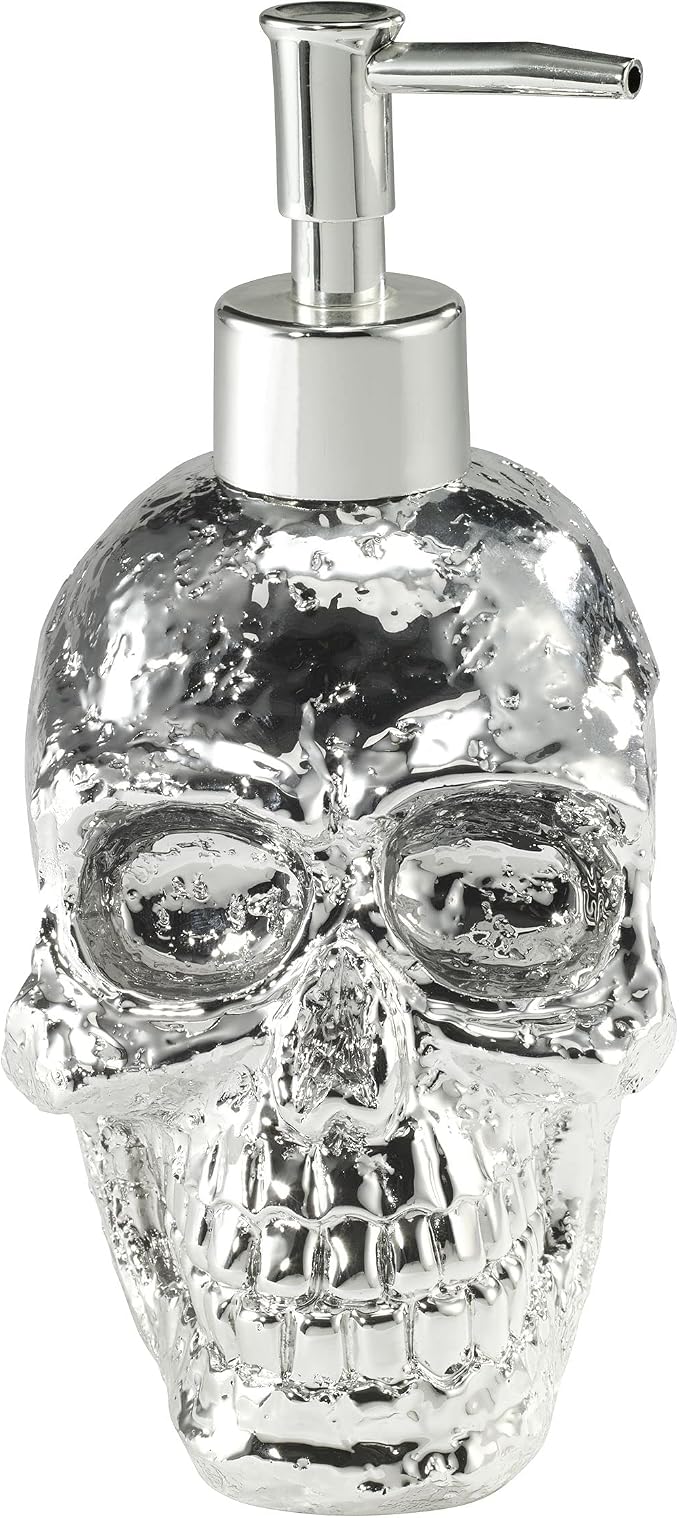 Avanti Linens - Soap Dispenser/Lotion Pump, Guest Bathroom Essentials, Skull Design Bath Decor (Halloween Collection)