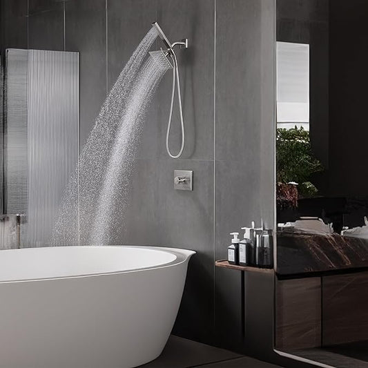Shower Faucet Set Dual Shower Heads with Handheld Spray Combo, All Metal 6" Dual Shower Head Combo and 3-Way Diverter, Shower Faucet Set with Valve
