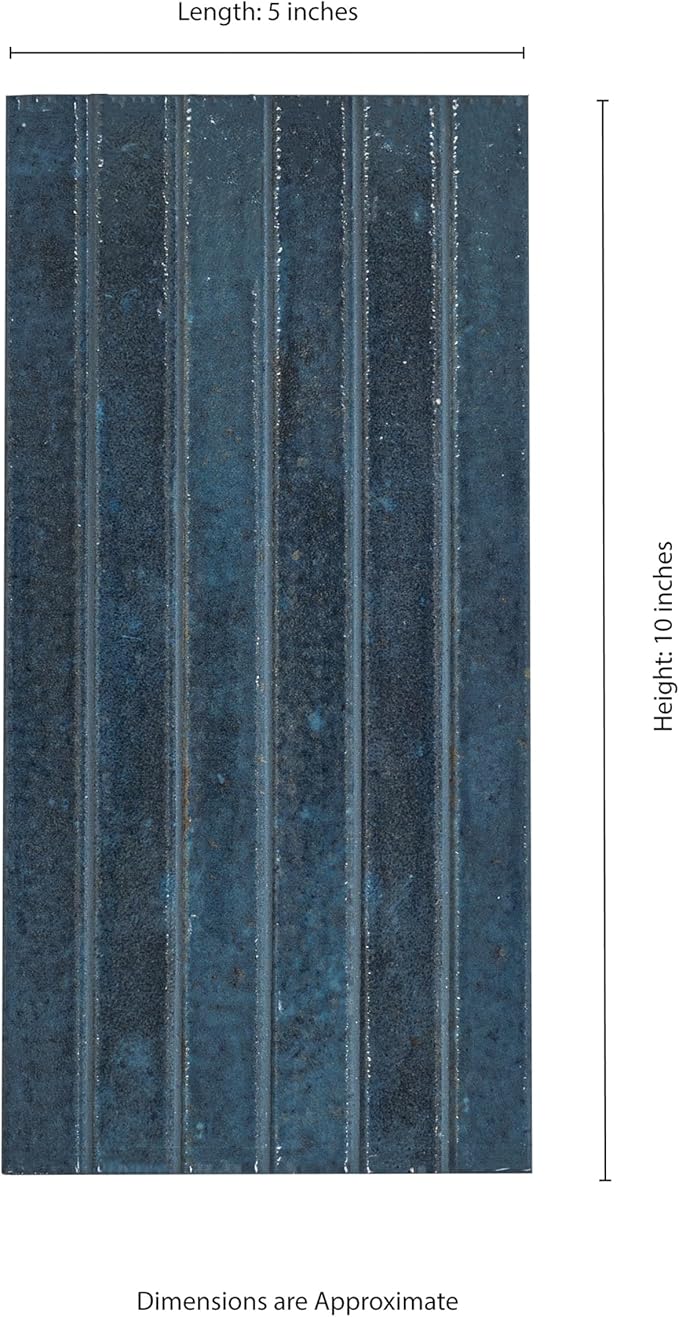 MSI Marino Deep Azure 5 in. x 10 in. Glossy Porcelain Fluted Wall Tile for Bathroom, Kitchen Backsplash, Accent Wall Tile, and Shower Wall Tile
