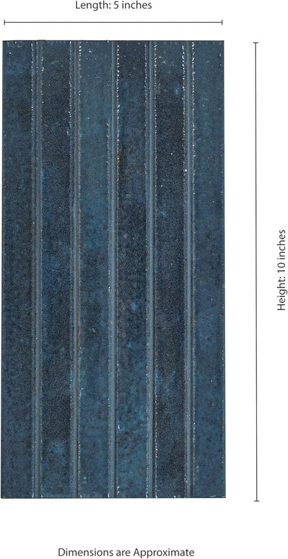 MSI Marino Deep Azure 5 in. x 10 in. Glossy Porcelain Fluted Wall Tile for Bathroom, Kitchen Backsplash, Accent Wall Tile, and Shower Wall Tile
