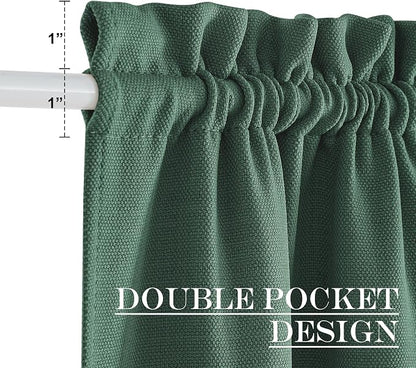 NICETOWN Linen Door Curtains for Window - Window Treatment with Tieback, Privacy Shade for Sidelight Curtains Thermal Insulated Front Door Covering, W25 x L72, Dark Green, 1 Panel