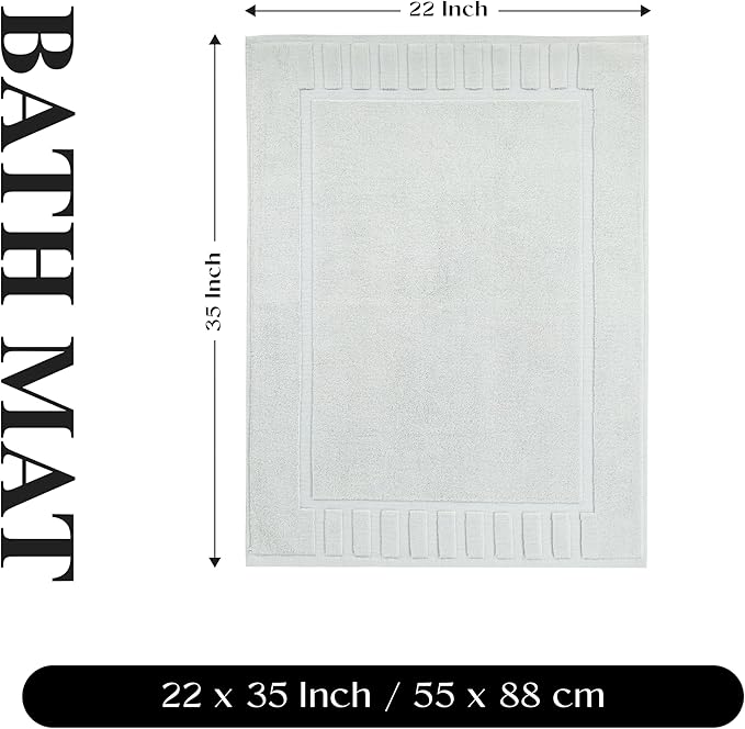 Superior 100% Cotton Bathmat Set, Bath Mats, Bathroom Decor, Shower, Bathtub Essentials, Home Accessories, Washable Rug, No Backing, Heavyweight, Leo Collection, Set of 2, 22" x 35", Aqua Marine