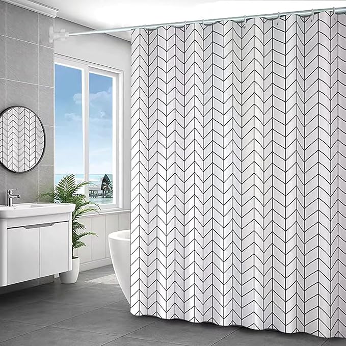 White Grid Shower Curtain Liner, 4G PEVA Shower Liner, Plastic Peva Waterproof Shower Curtains, 72x72 inch with Grommet Holes 3 Magnetic Weights