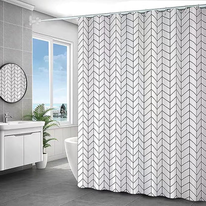 White Grid Shower Curtain Liner, 4G PEVA Shower Liner, Plastic Peva Waterproof Shower Curtains, 72x72 inch with Grommet Holes 3 Magnetic Weights