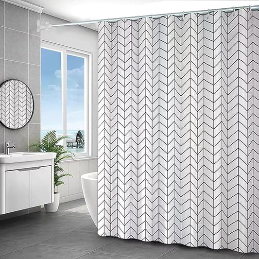 White Grid Shower Curtain Liner, 4G PEVA Shower Liner, Plastic Peva Waterproof Shower Curtains, 72x72 inch with Grommet Holes 3 Magnetic Weights