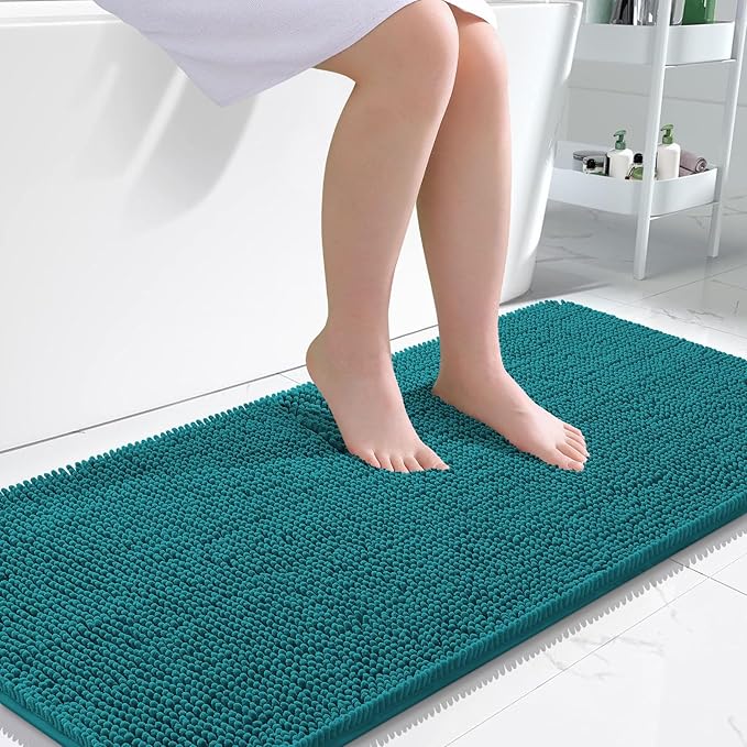 OLANLY Bathroom Runner Rugs 47x24, Extra Soft Absorbent Chenille Bath Rugs | Deep Lake, Quick-Drying Rubber Backing, Washable Long Bath Mat for Bathroom Floor, Tub and Shower, Home Decor Accessories