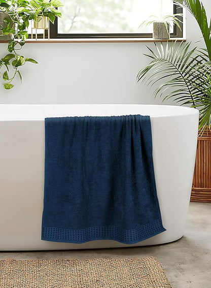 GLAMBURG 100% Cotton 2 Pack Oversized Bath Towel Set 28x55 Inches, Ultra Soft Highly Absorbant Compact Quickdry & Lightweight Large Bath Towels, Ideal for Gym Travel Camp Pool - Mineral Blue