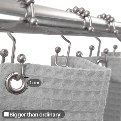 Barossa Design Long Shower Curtain 78" Height - Honeycomb Waffle Weave & Cotton Blend, Hotel Luxury & Spa, Heavy Weight Fabric, Washable - Lake Wanaka Gray, 72x78