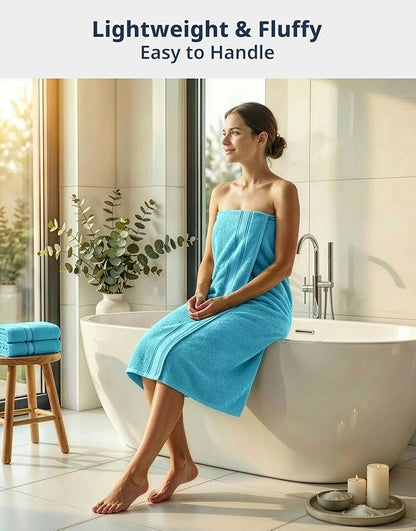 LANE LINEN Bathroom Towel Set 12 Piece Soft Absorbent Quick Dry - Blue | Pack Of Towels - Coordinated Colors, Dobby Border Accent, OEKO-TEX Certified, Zero-Twist Durability, Zero-Twist Cotton