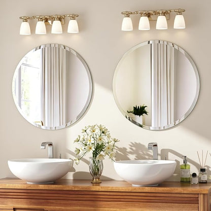 24x24 Inch Bathroom Mirrors for Over Sink, Frameless Mirrors for Wall | Beveled Bathroom Mirror, Bathroom Vanity Mirror for Bedroom Living Room Entryway Home Decor