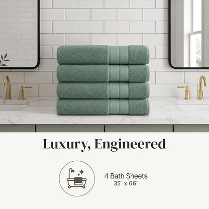 Modern Threads 4-Pack SpunLoft Bath Sheet Eucalyptus 35x66