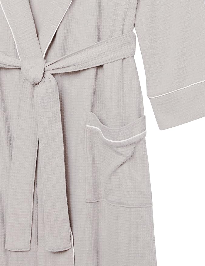 Amazon Essentials Men's Lightweight Cotton Waffle Bath Robe, Mid-Length Loungewear (Available in Big & Tall)