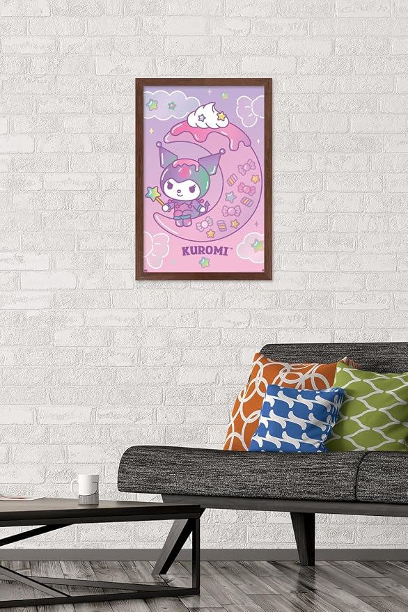 Hello Kitty and Friends: 24 Dreamland - Kuromi Wall Poster, 22.4L" x 14.7W", Mahogany Framed Version