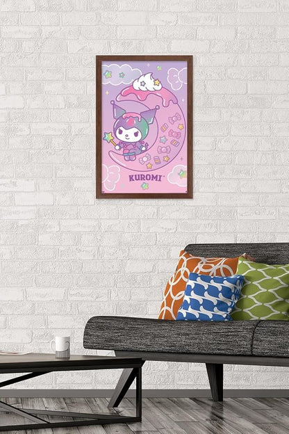 Hello Kitty and Friends: 24 Dreamland - Kuromi Wall Poster, 22.4L" x 14.7W", Mahogany Framed Version