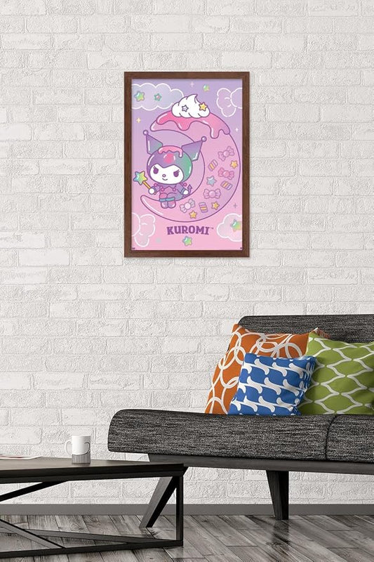 Hello Kitty and Friends: 24 Dreamland - Kuromi Wall Poster, 22.4L" x 14.7W", Mahogany Framed Version