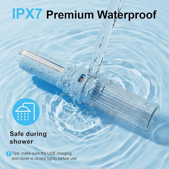 Electric Portable Bidet for Travel & Outdoor Camping, Sky Blue | Pocket size whisper-quiet handheld sprayer 3 pressure modes 1600mAh Long-lasting Battery USB-C Rechargable IPX7 Waterproof