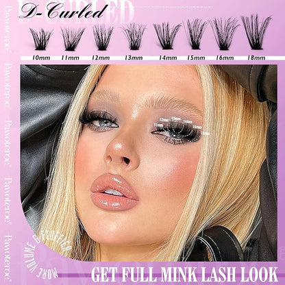 Lash Extension Kit DIY Individual Lash Clusters Kit Full 50D with Lash Bond and Seal and Lash Applicator, 9-16mm Clusters Eyelash Extension Kit at Home (Full 50D, 9-16mm, Kit)