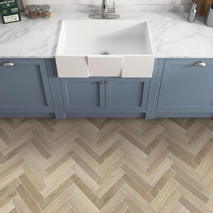 12-Pack Peel and Stick Floor Tile, 10.8" x 9.3" Herringbone SPC Self-Adhesive Luxury Vinyl Flooring, Wood-Look Groutable Backsplash Tile for Kitchen Bathroom, Warm Oak, Covers 8.4 Sq. Ft.