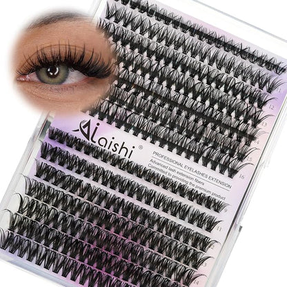 Lash Clusters, DIY Cluster Eyelash Extensions 9‑16mm, 40D+50D, 280pcs Fluffy D Curl Natural Lashes–Fake Cat Eye Wispy Individual Clusters