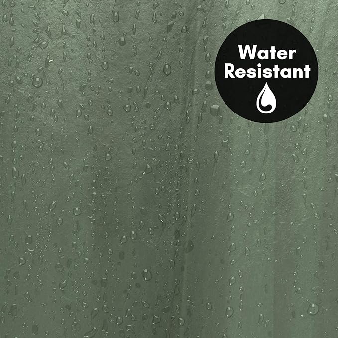 Americanflat 71x74 Solid Green Shower Curtain - Water-Resistant Long Shower Curtain with Durable Metal Grommets and 12 Hooks - 100% Polyester