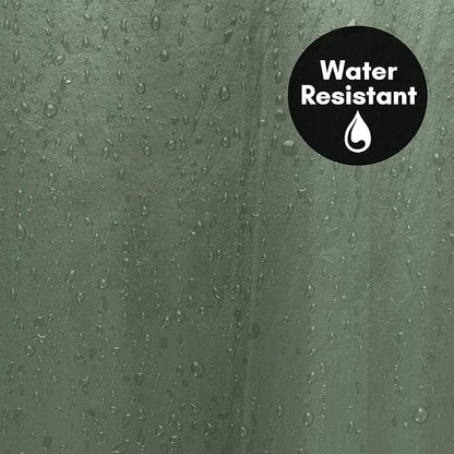 Americanflat 71x74 Solid Green Shower Curtain - Water-Resistant Long Shower Curtain with Durable Metal Grommets and 12 Hooks - 100% Polyester